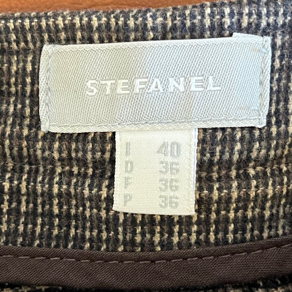 Stefanel Italy Skirt Small Brown Plaid A-Line Preppy Classic - Picture 8 of 11